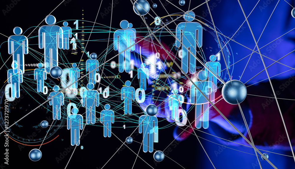 Aufkleber abstract technology group and data 3d