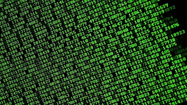Running hacker like computer codes and information on digital screen
