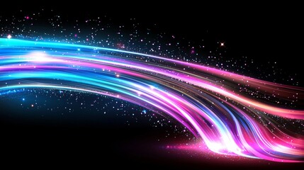 Obraz premium Light and stripes that move quickly are overlaid on a dark background