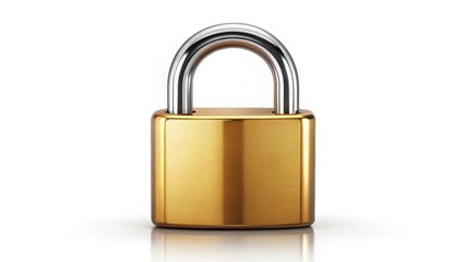 Fototapeta premium Gold Padlock on White Background