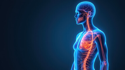 Vagus Nerve Stimulation with a full-body anatomical representation highlighting the path of the vagus nerve from the brain stem to the abdomen.