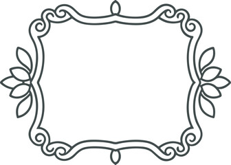 Black and white silhouette floral photo frame border design with ornamemts in white background vector illustrator 