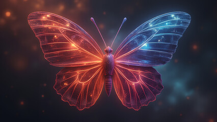 Obraz premium Illuminated Butterfly: A Dual-Hued Vision