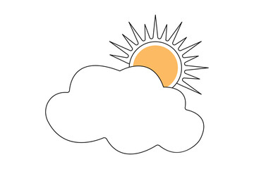 Sun cloud continuous one line drawing with editable stroke