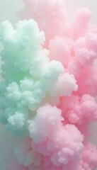 Delicate cotton candy strands in a light pink and mint green mist, ethereal, , soft pink