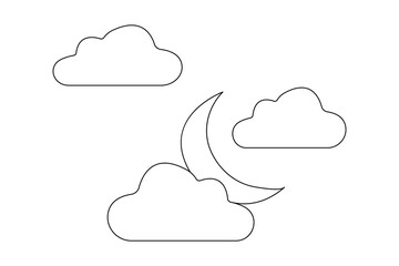 Sun cloud continuous one line drawing of isolated outline vector art