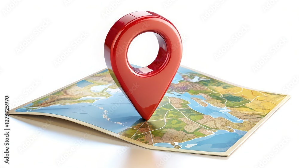 Poster red map pointer on world map