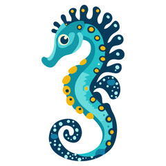 Obraz premium Teal Seahorse Floating seahorse illustration animal vector