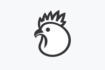 Obraz premium Rooster icon solid black line on white background