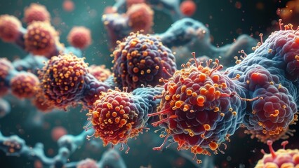 A close-up view of microscopic cells showcasing their structure.