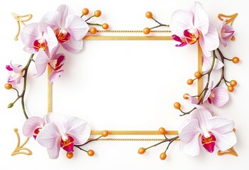 Elegant Orchid Frame With Gold Accents And Berries