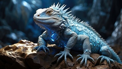 Fototapeta premium Iguana with neon lights