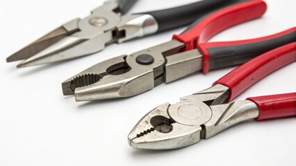 Three Pliers on White Background