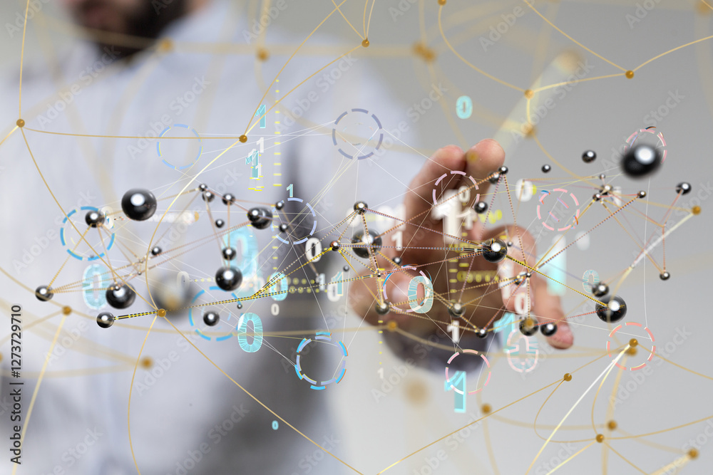Aufkleber abstract technology group and data 3d