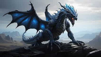 Fantasy Wallpaper with Legendary Dragon and Lightning-Winged Pegasus