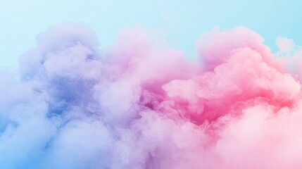 Fototapeta premium Abstract pastel cloud formation. Soft, dreamy pink, blue and purple hues. Fluffy texture, light and airy feel. Ideal for backgrounds, design elements, and artistic projects.