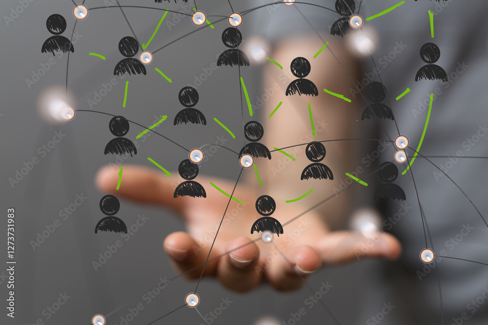 Fototapete Abstract network of physical devices on the Internet using a network connection with statistics numbers 3d illustration