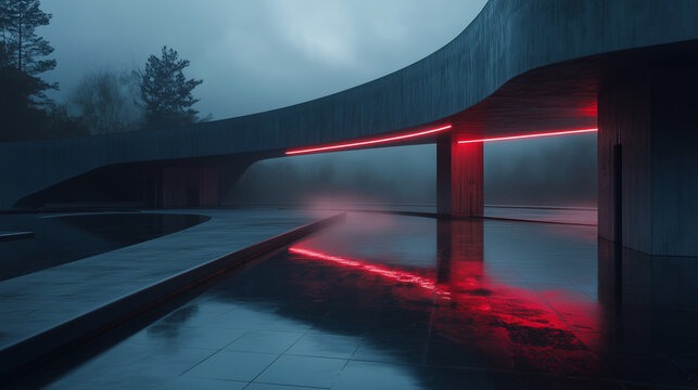 Futuristic Brutalist Architecture, Oppressive Government Beaurocracy, Big Brother - AI Generated
