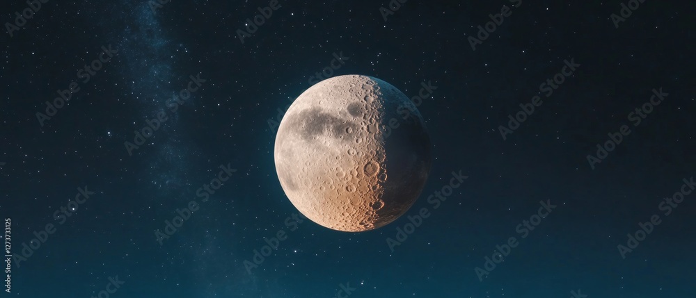 Aufkleber high-definition lunar texture visualization detailed full moon with craters and cosmic dust in starr