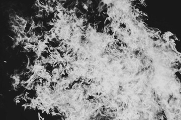 fire texture on black background, large fire photographed at night
