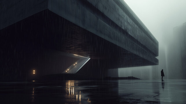 Futuristic Brutalist Architecture, Oppressive Government Beaurocracy, Big Brother - AI Generated