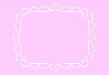 Pink Background with White Ornate Decorative Frame