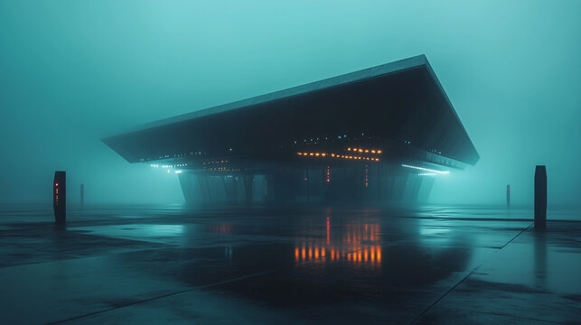 Futuristic Brutalist Architecture, Oppressive Government Beaurocracy, Big Brother - AI Generated