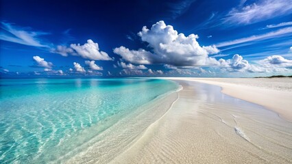 Obraz premium Serene Tropical Beach with Clear Water and Dramatic Cloudy Sky