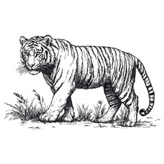 Fototapeta premium Tiger art wildlife drawing vector