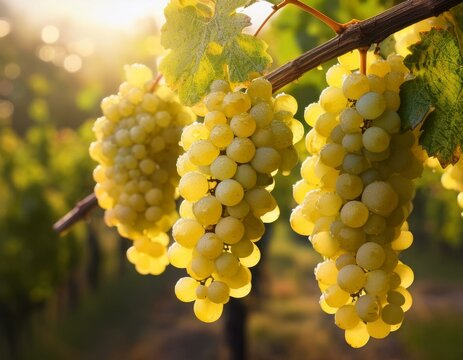 uvas blancas en las ramas de una vid