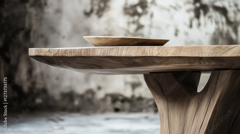 Aufkleber Wooden table empty background with soft bokeh design interior design element