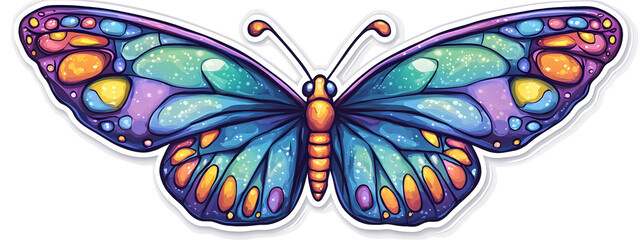 Beautiful butterfly, with blue and purple colors, in the style of cartoon style
