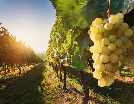 uvas blancas en las ramas de una vid