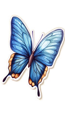 Beautiful butterfly, with blue and purple colors, in the style of cartoon style
