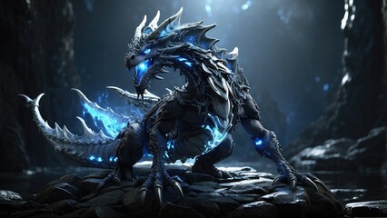 Legendary dragon illustration background wallpaper Pegasus monster design with lightning wings