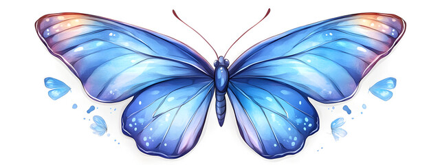 Beautiful butterfly, with blue and purple colors, in the style of cartoon style
