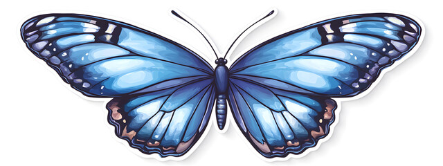 Beautiful butterfly, with blue and purple colors, in the style of cartoon style
