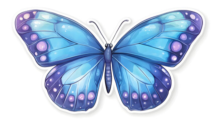 Beautiful butterfly, with blue and purple colors, in the style of cartoon style

