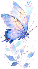 Beautiful butterfly, with blue and purple colors, in the style of cartoon style

