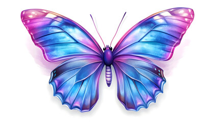 Beautiful butterfly, with blue and purple colors, in the style of cartoon style
