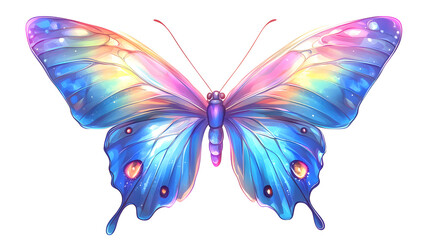 Beautiful butterfly, with blue and purple colors, in the style of cartoon style
