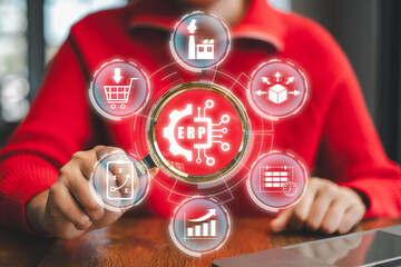 Visual representation of ERP systems enhancing business operations and resource management.