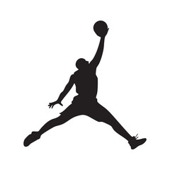 Dynamic Basketball Dunk Vector - Athlete Silhouette Clipart