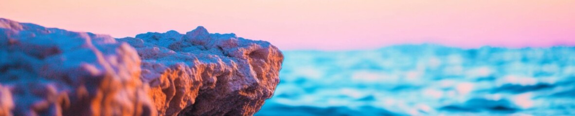 Naklejka premium Coastal Serenity in Vibrant Hues Eroded Limestone Cliffs Over Ocean Waves for Travel Promotion and Environmental Awareness Campaigns