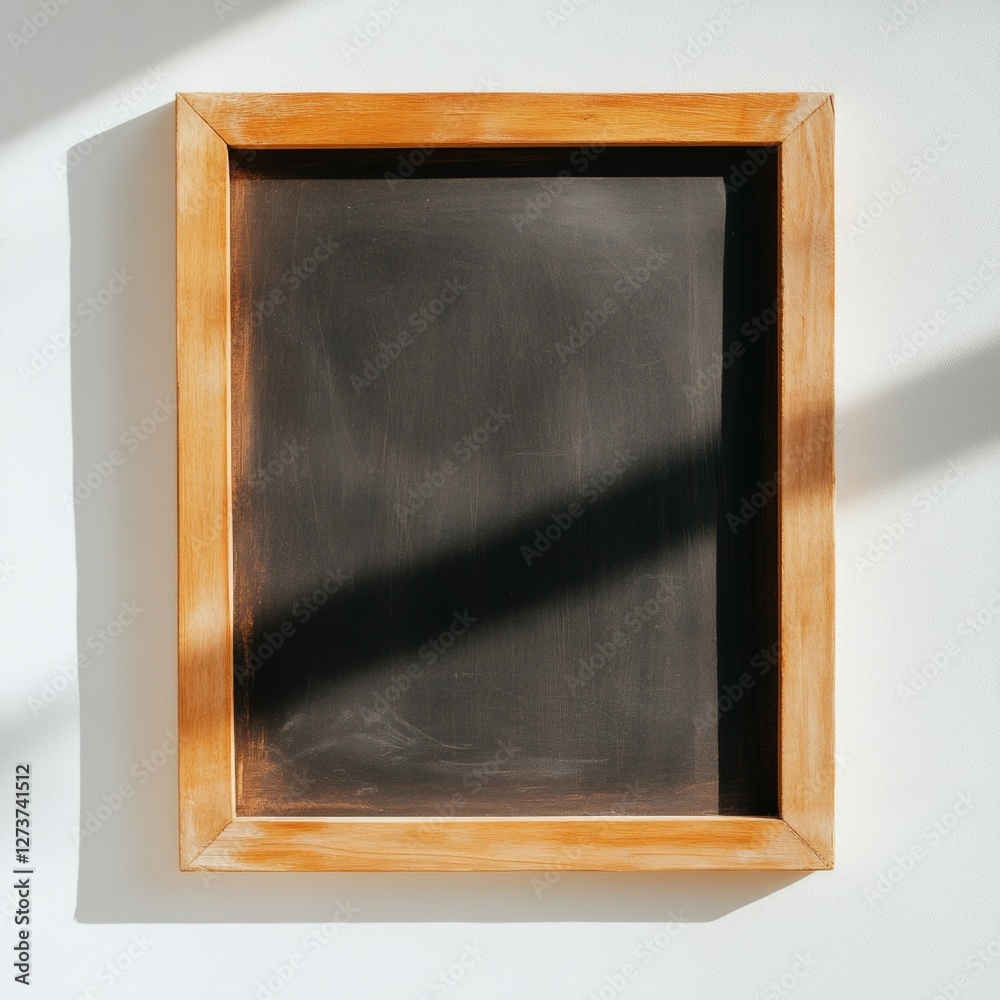 Poster minimalist classroom chalkboard clean slate with wooden trim - inspiring educational content for mod