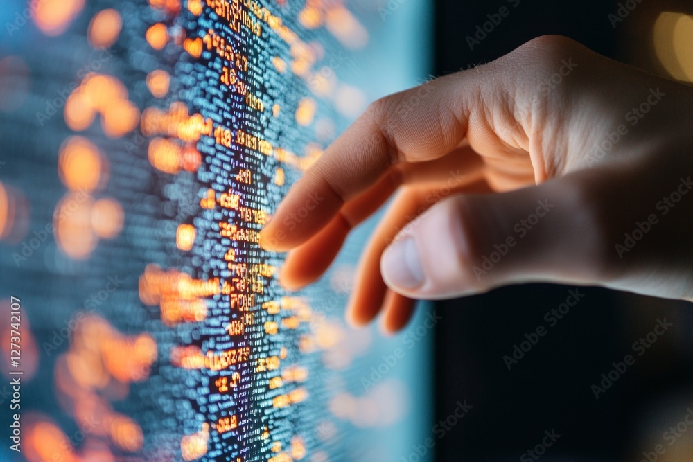 Poster Cutting-Edge Data Visualization Interactive Holographic Dashboard with Code and Graphs - Advanced Business Analytics for Informed Decision Making in Tech-Savvy Industries
