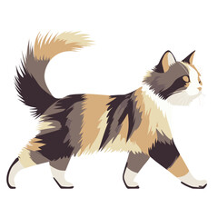Obraz premium Ragdoll cat illustration walking art vector