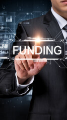 Obraz premium A dynamic image of a businessman selecting the word 