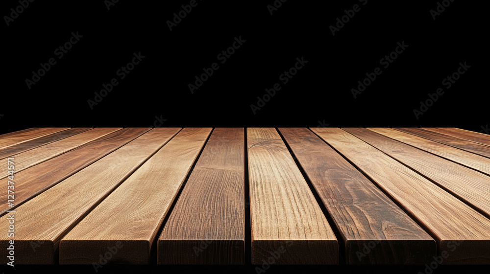 Aufkleber wooden table isolated on black background copy space display podium product placement