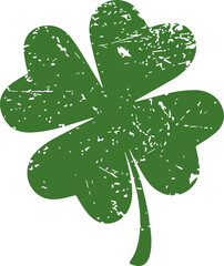 Distressed clover leaf SVG, St Patrick Day clover, shamrock vector, grunge clover vector